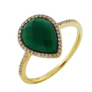 DIAMOND & GREEN AGATE RING