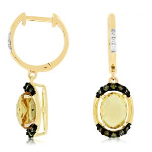 FANCY DIAMOND &CITRINE EARRING