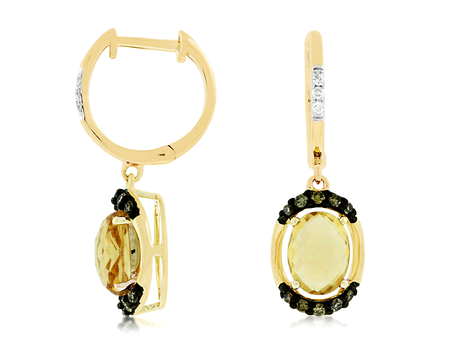 FANCY DIAMOND &CITRINE EARRING