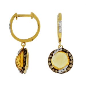 FANCY DIA & CITRINE EARRING