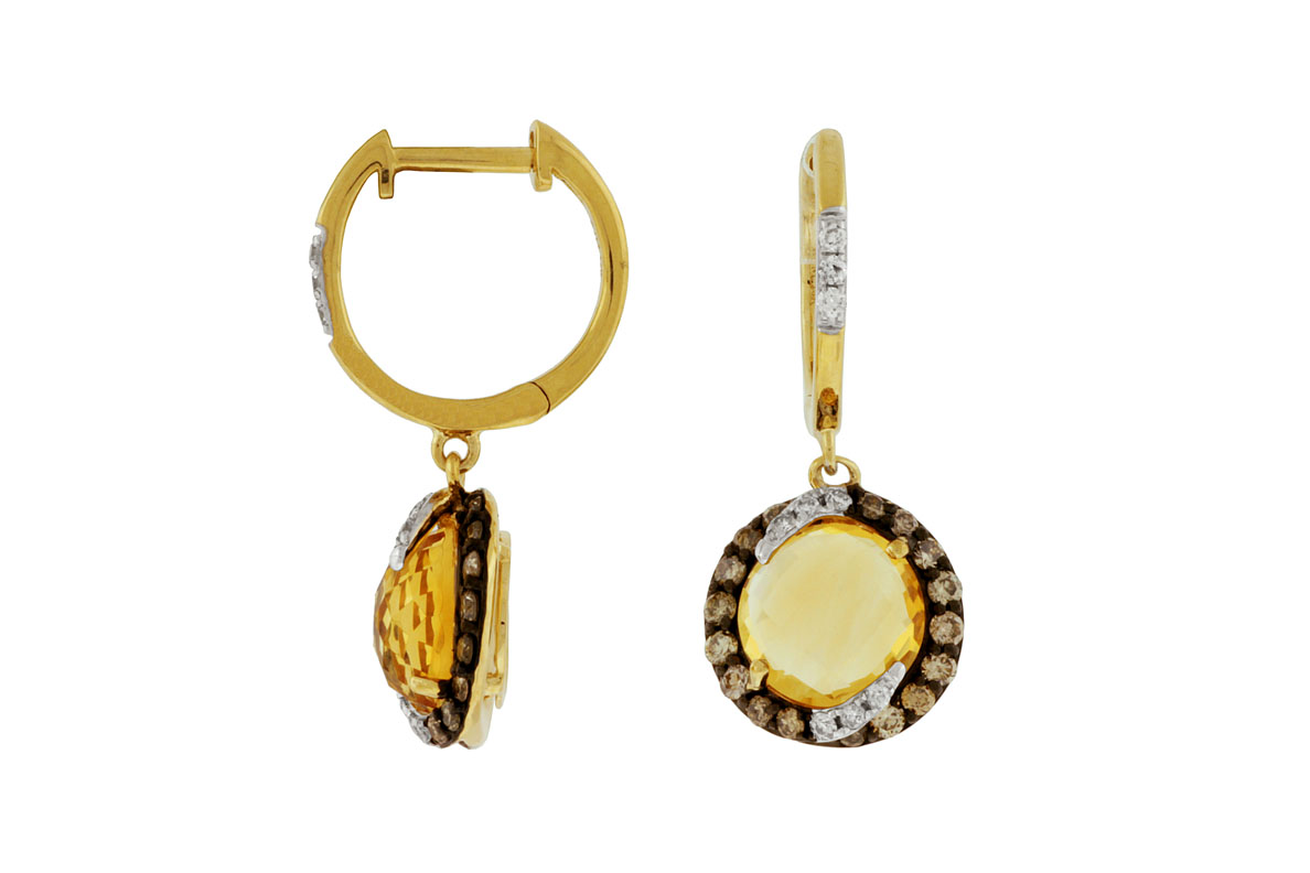 FANCY DIA & CITRINE EARRING