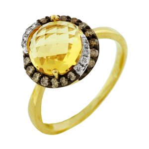 FANCY DIA & CITRINE RING