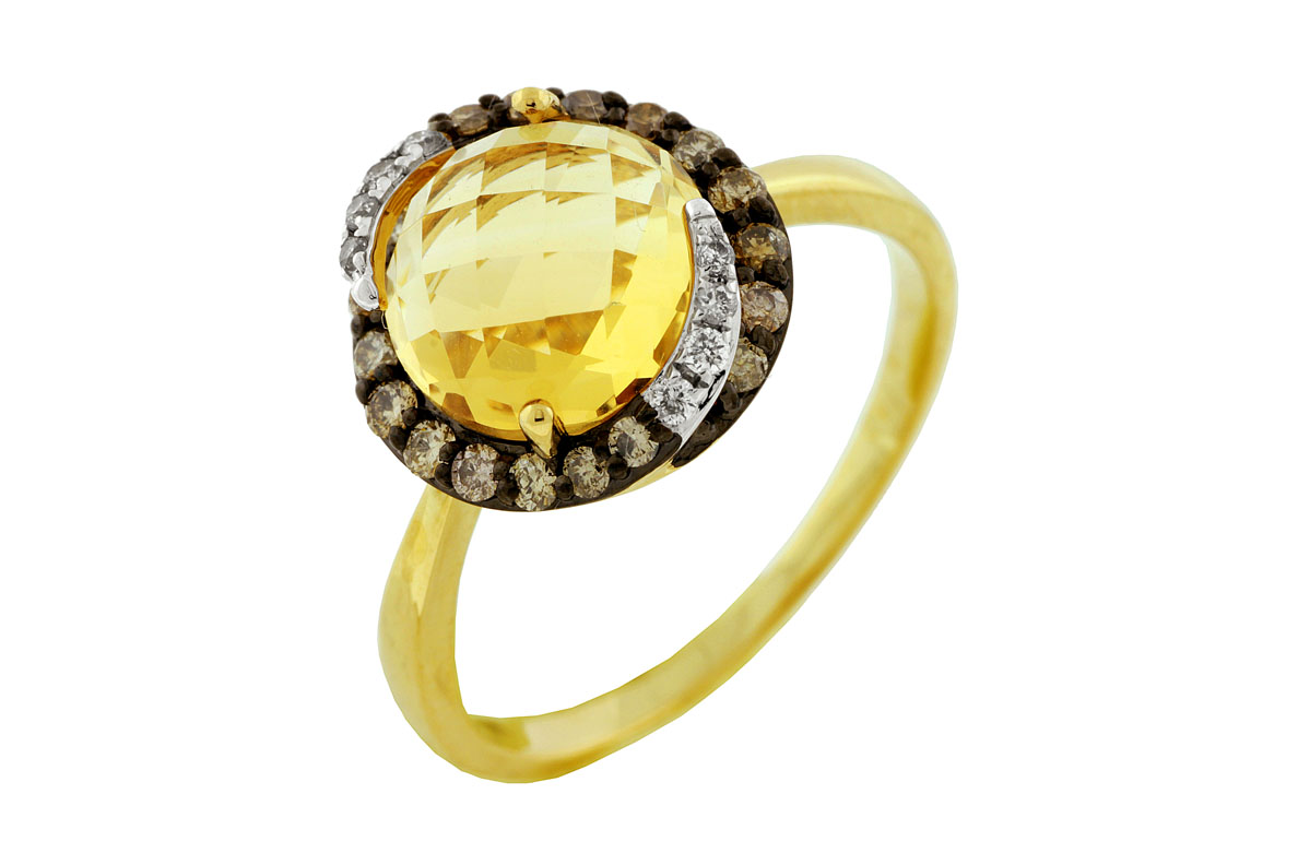 FANCY DIA & CITRINE RING