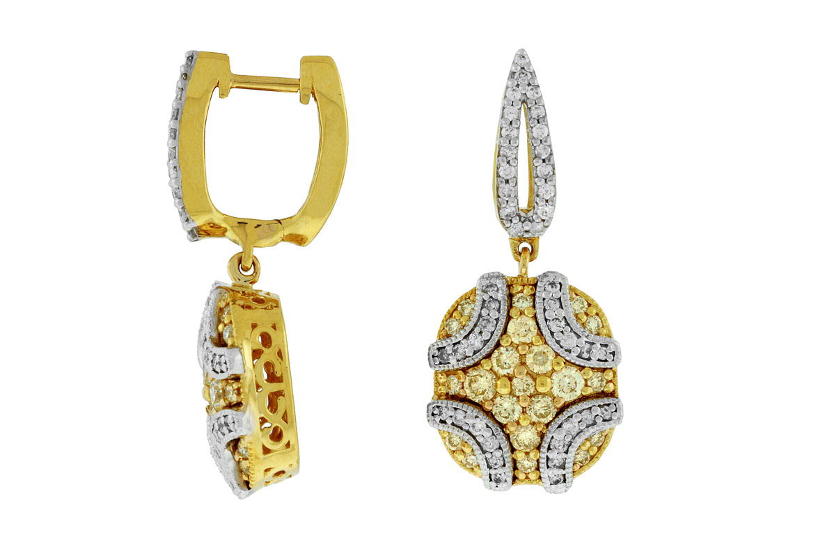 YELLOW DIA & DIAMOND EARRING