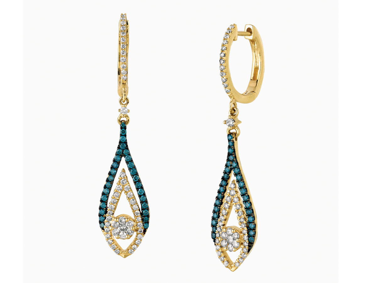 BLUE DIAMOND & DIAMOND EARRING