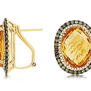 FANCY DIAMOND &CITRINE EARRING