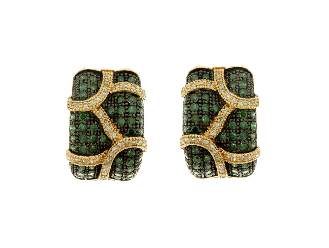 WHITE& GREEN DIAMOND EARRING