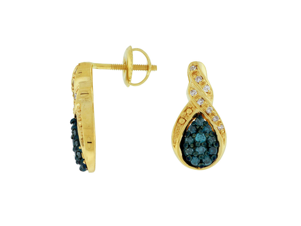 BLUE DIAMOND & DIAMOND EARRING