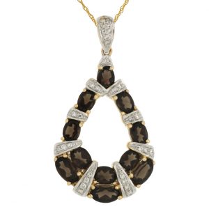 SMOKY QUARTZ & DIAMOND PENDANT