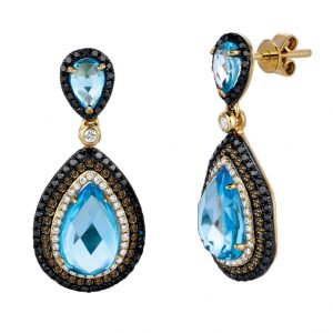 FANCY DIA & BLUE TOPAZ EARRING