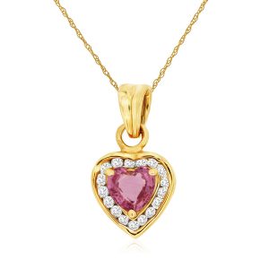 DIA & PINK SAPPHIRE HEART PEND