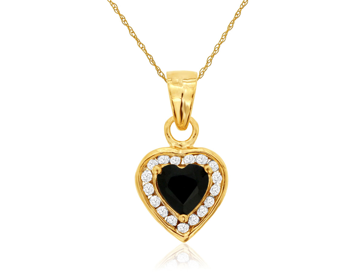 SAPPHIRE & DIA HEART PENDANT
