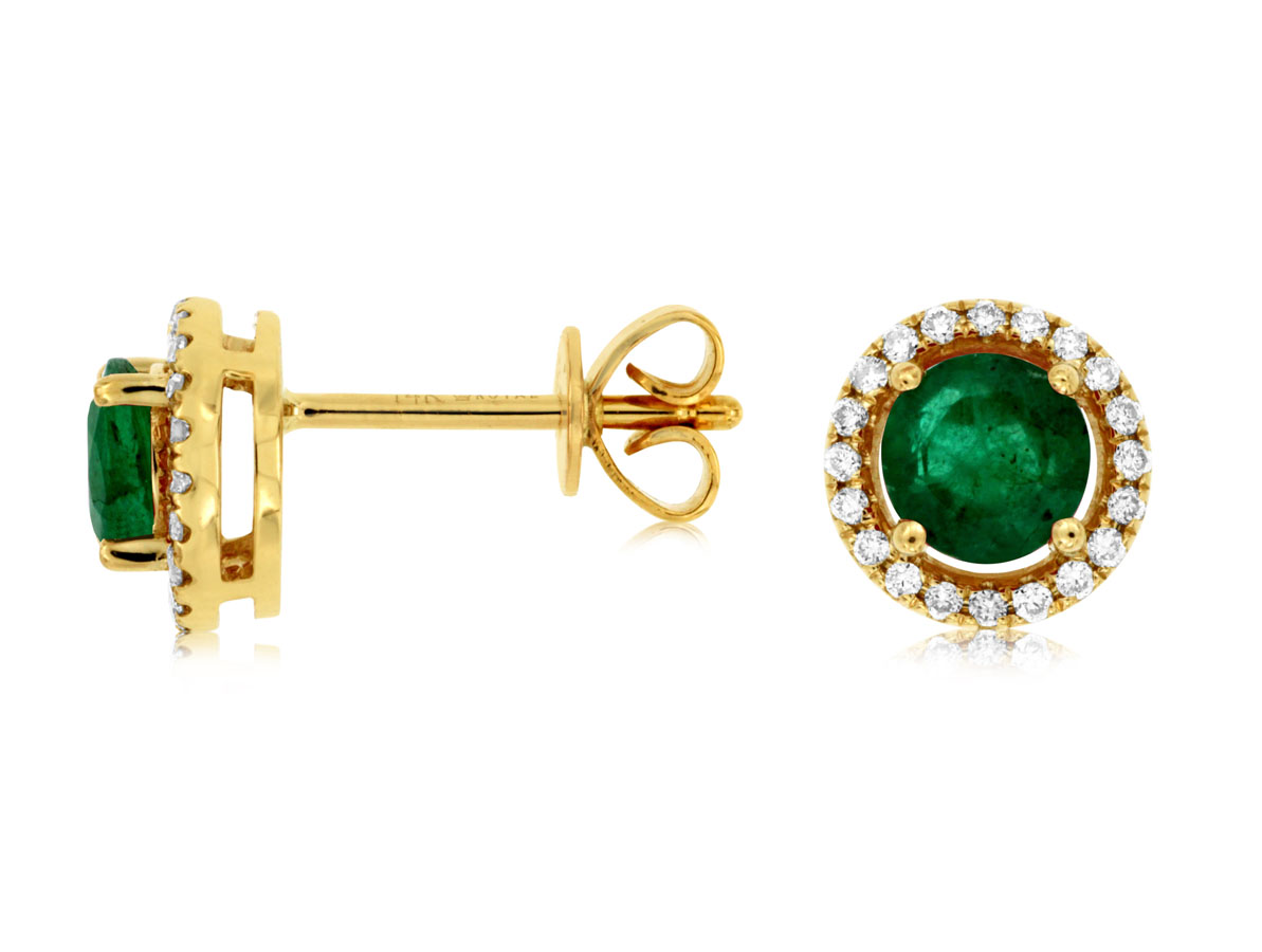 EMERALD & DIAMOND HALO STUDS