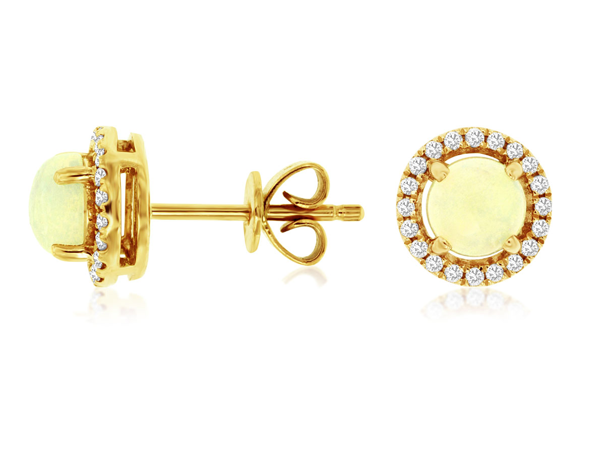 OPAL & DIAMOND HALO STUDS