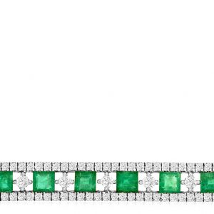 EMERALD & DIAMOND BAR NECKLACE