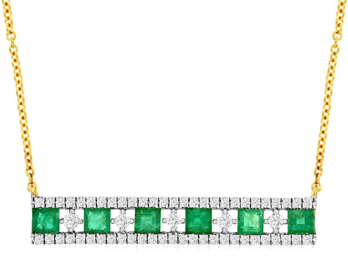 EMERALD & DIAMOND BAR NECKLACE