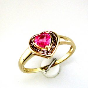 PINK SAPP & DIA HEART RING
