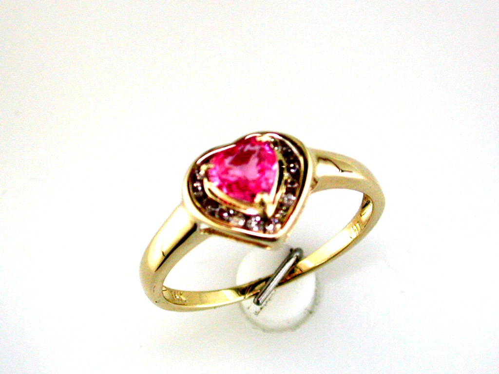 PINK SAPP & DIA HEART RING