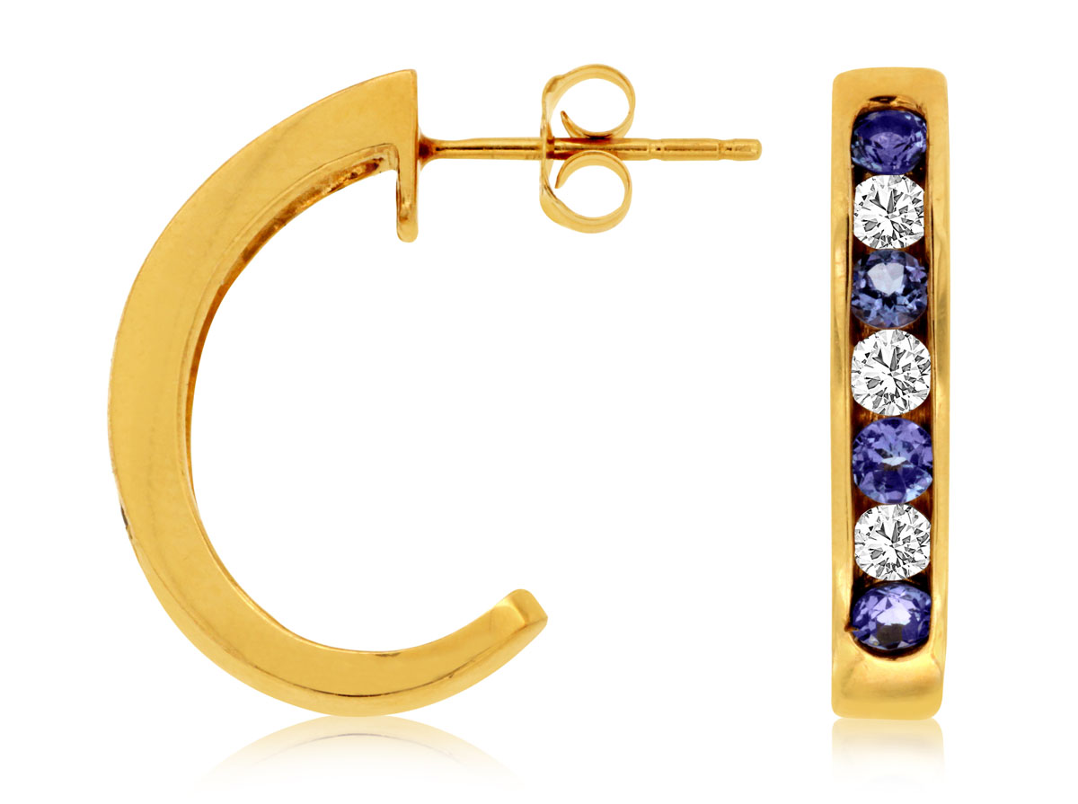 TANZANITE & DIAMOND EARRING
