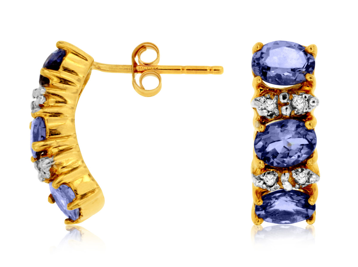 TANZANITE & DIAMOND EARRING