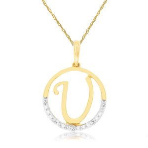 INTIAL DIAMOND PENDANT U