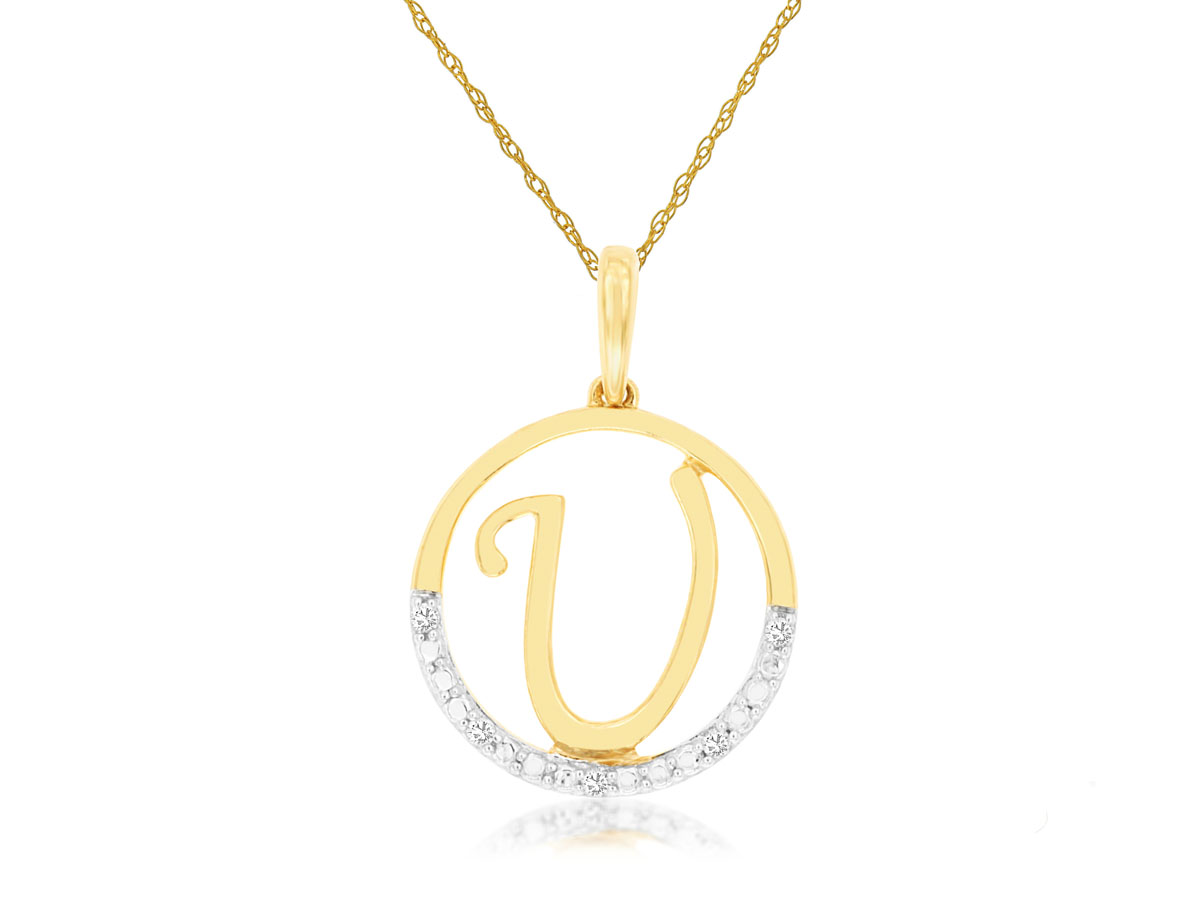 INTIAL DIAMOND PENDANT U