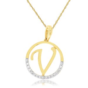 INTIAL DIAMOND PENDANT V