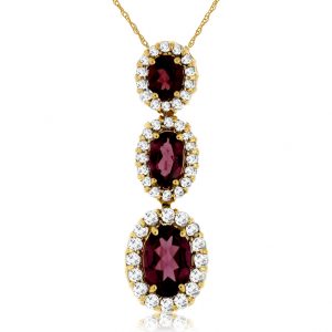 RHODOLITE & DIAMOND PENDANT