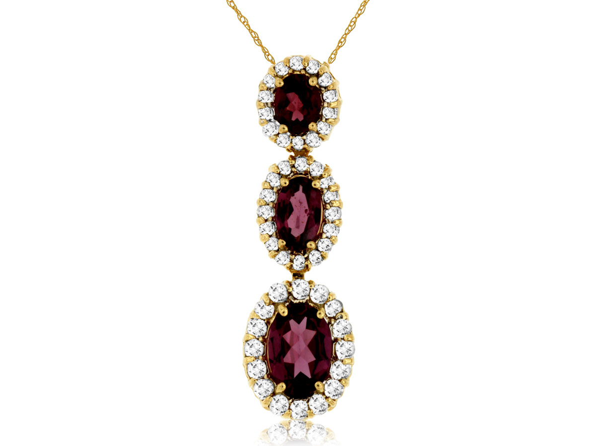 RHODOLITE & DIAMOND PENDANT