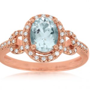AQUAMARINE & DIAMOND RING