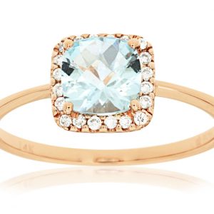 AQUAMARINE & DIAMOND RING