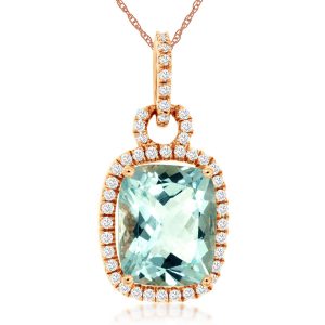 AQUAMARINE & DIAMOND PENDANT