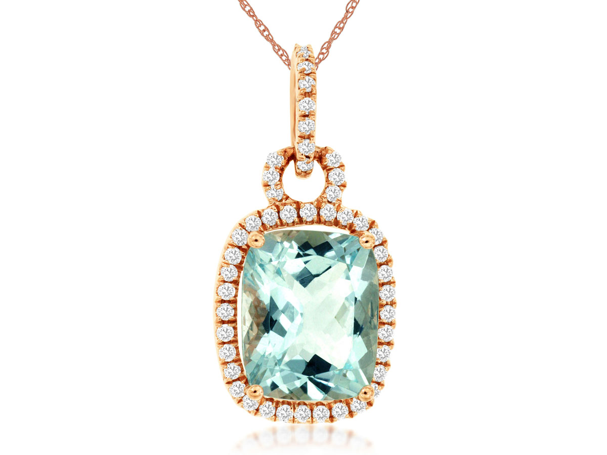 AQUAMARINE & DIAMOND PENDANT