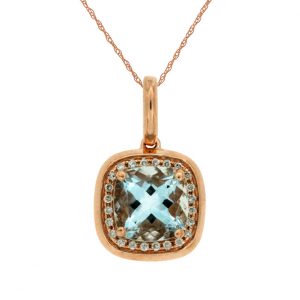 AQUAMARINE & DIAMOND PENDANT