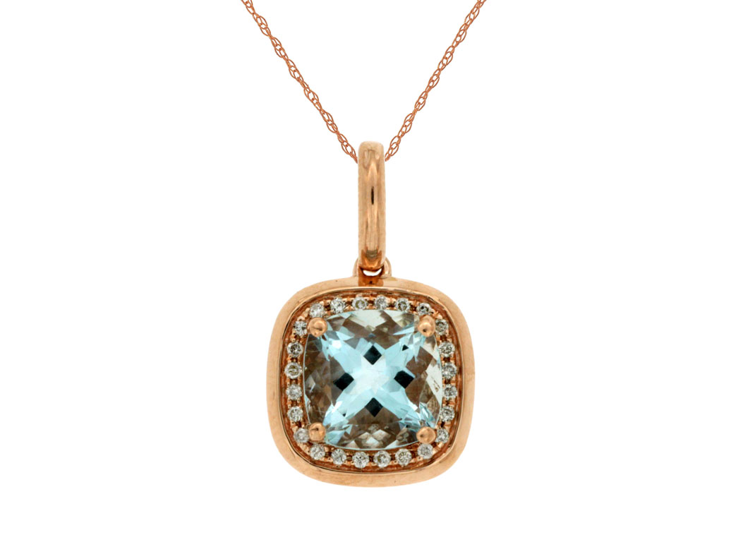 AQUAMARINE & DIAMOND PENDANT