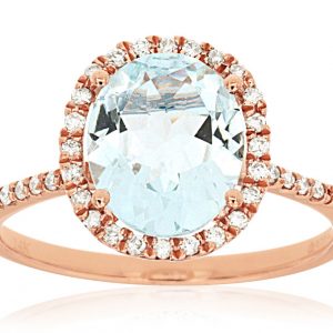 AQUAMARINE & DIAMOND RING
