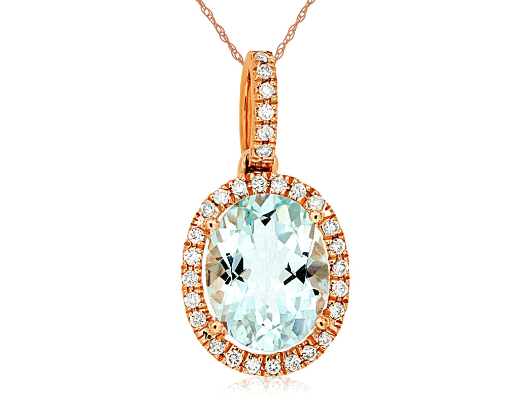 AQUAMARINE & DIAMOND PENDANT