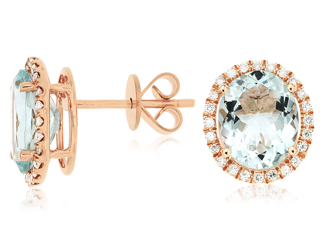 AQUAMARINE & DIAMOND EARRING