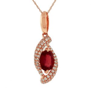 GLASS FILLED RUBY &DIA PENDANT