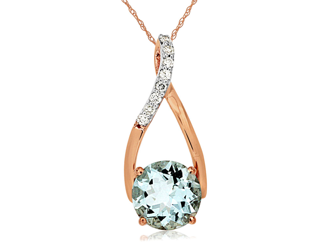 AQUAMARINE & DIAMOND PENDANT