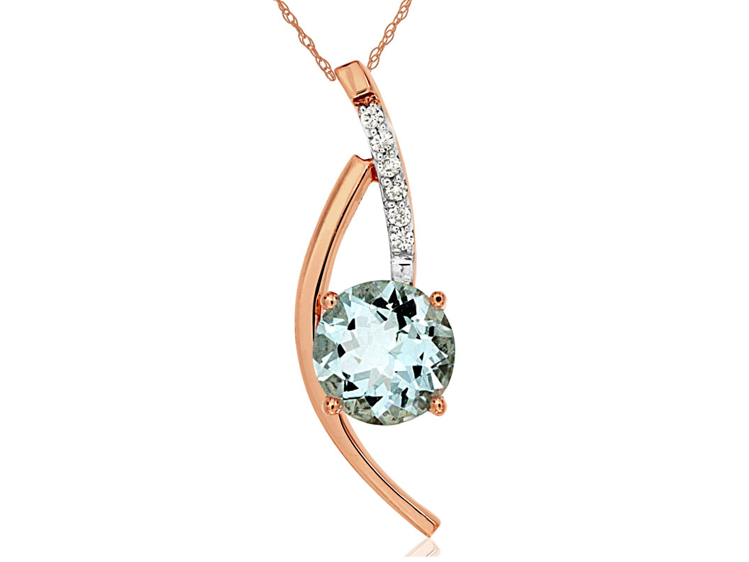 AQUAMARINE & DIAMOND PENDANT