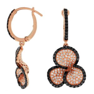 DIA & BLACK DIA CLOVER EARRING