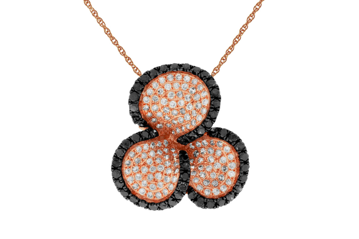 BLACK DIA & DIA CLOVER PENDANT