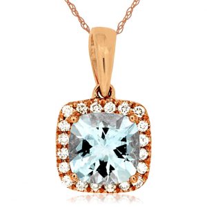 AQUAMARINE & DIAMOND PENDANT