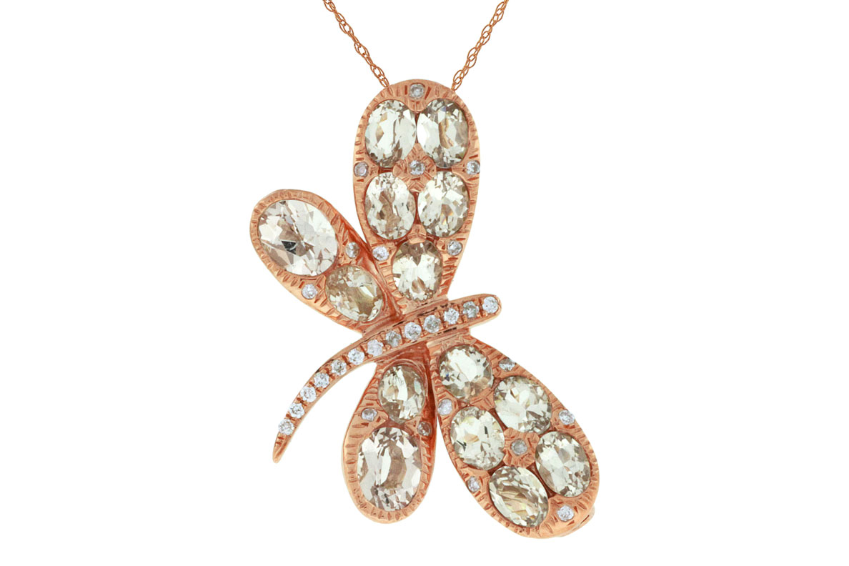 MORGANITE & DIA BUTTERFLY PEND