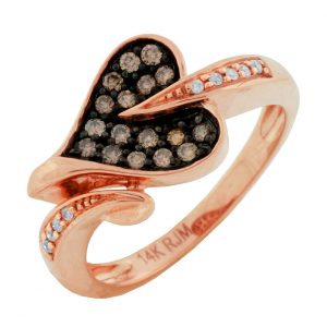 DIAMOND & MOCHA DIA HEART RING