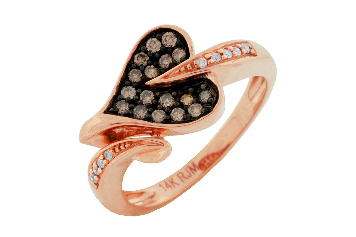 DIAMOND & MOCHA DIA HEART RING