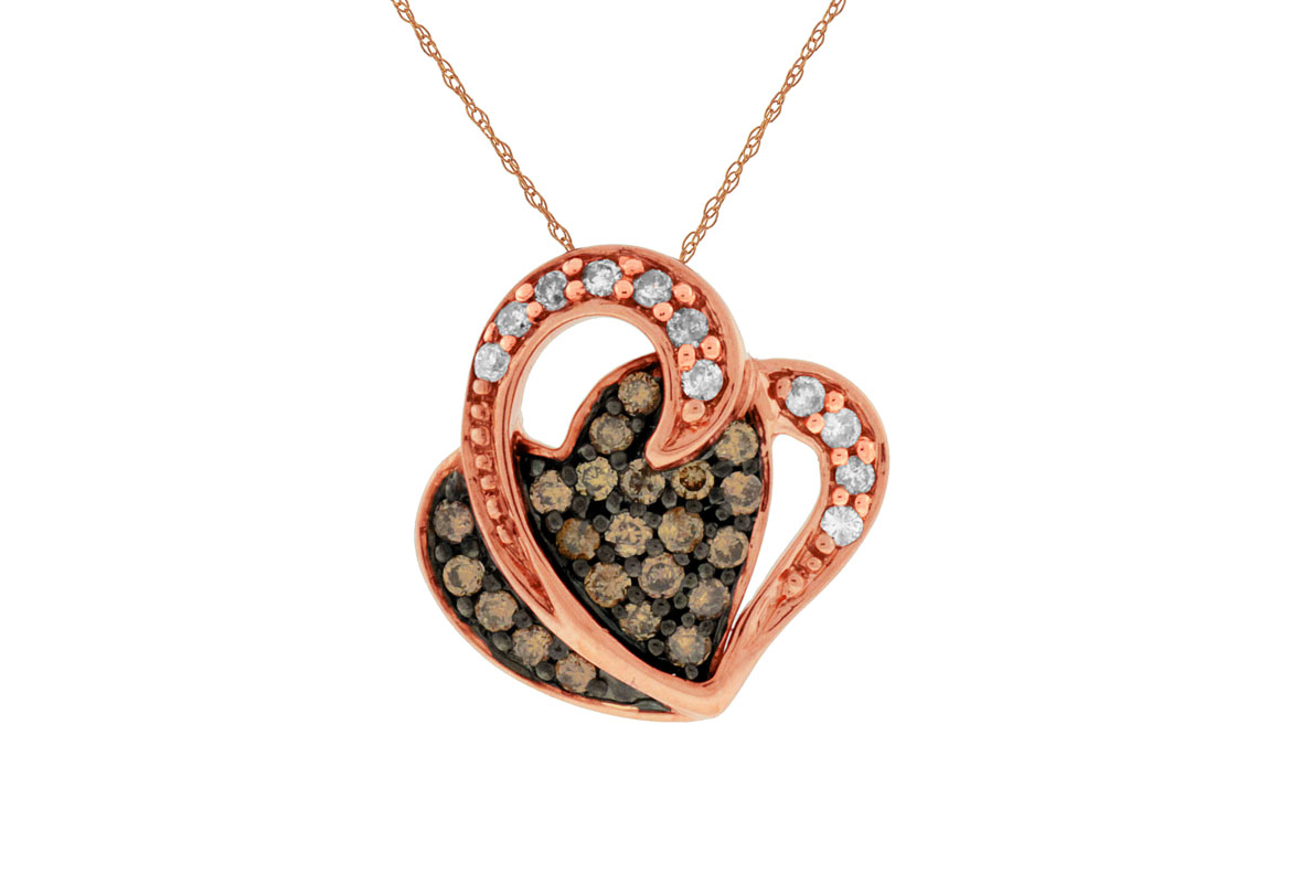 DIA & MOCHA DIA HEART PENDANT