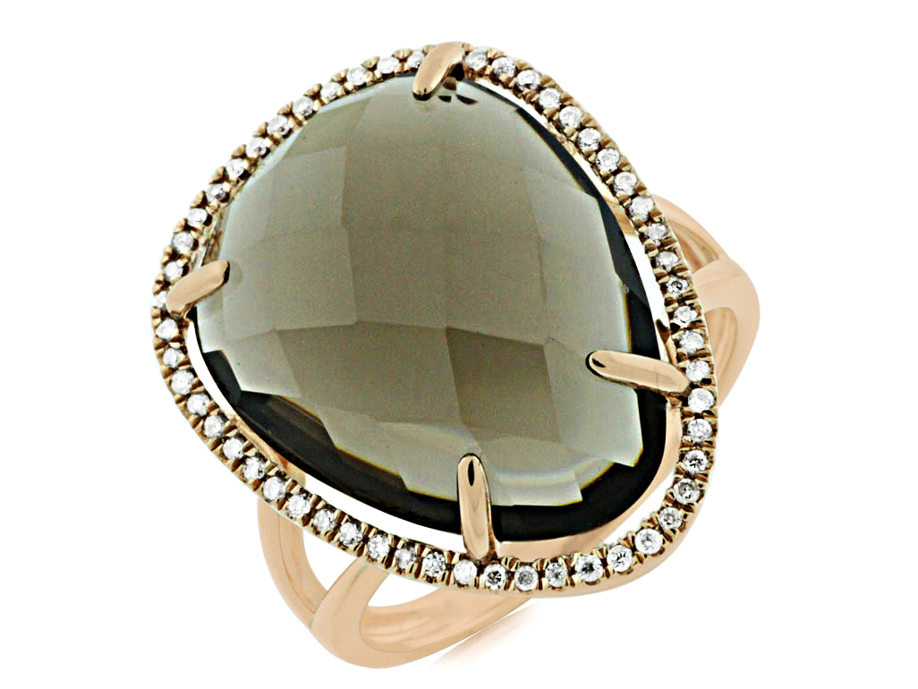 SMOKY QUARTZ & DIAMOND RING