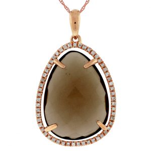 SMOKY QUARTZ & DIAMOND PENDANT